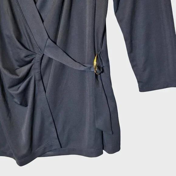 Lauren Ralph Lauren Plus Size Faux-Wrap Surplice Neck Top Navy Blue NWT - Picture 5 of 10